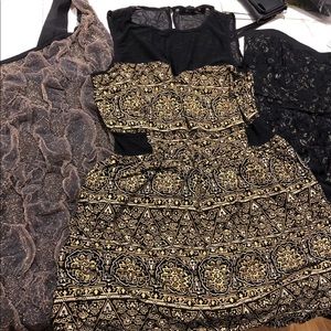3 black and gold mini dresses sexy size M